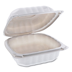 Pactiv Evergreen EarthChoice SmartLock Microwavable MFPP Hinged Lid Container, 6 x 6 x 3.1, White, Plastic, 400/Carton (PCTYCN80600)