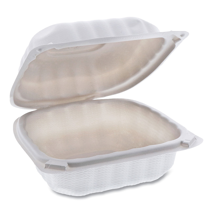 Pactiv Evergreen EarthChoice SmartLock Microwavable MFPP Hinged Lid Container, 6 x 6 x 3.1, White, Plastic, 400/Carton (PCTYCN80600)