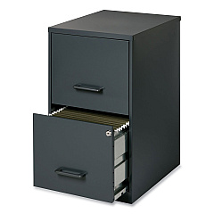 Office Designs Two-Drawer Vertical File Cabinet, 2 Letter-Size File Drawers, Graphite, 14.25" x 18" x 24.5" (HID14443)