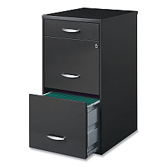 Office Designs Utility File Cabinet, 3-Drawers: Pencil/File/File, Letter, Charcoal, 14.5" x 18" x 27.13" (HID18606)