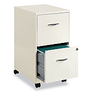 Hirsh Industries Vertical Mobile File Cabinet, 2 Letter-Size File Drawers, Pearl White, 14.25" x 18" x 26.5" (HID19634)