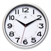 Infinity Instruments Metro Wall Clock, 9" Diameter, Silver Case, 1 AA (sold separately) (14220SV3364)