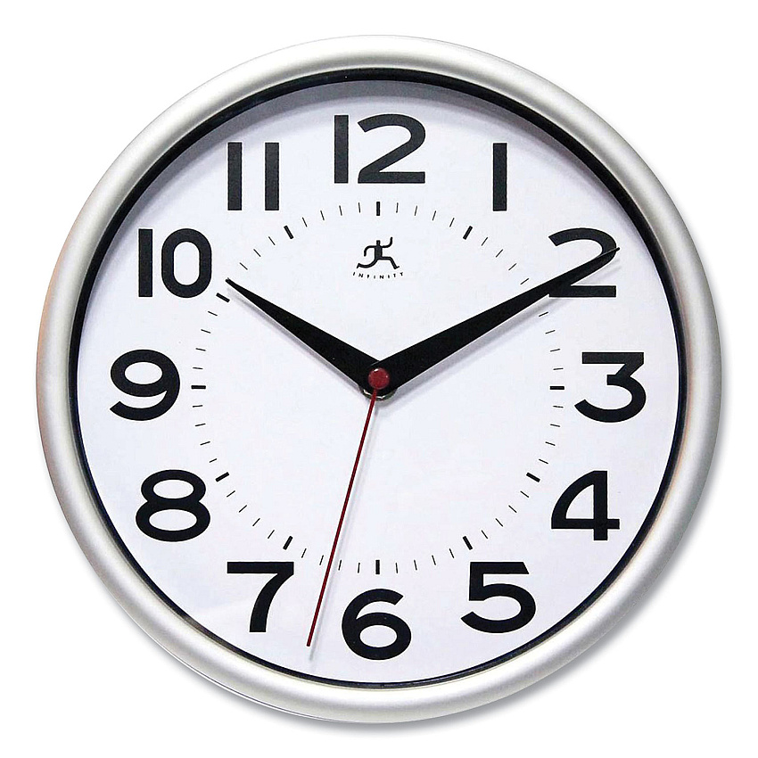Infinity Instruments Metro Wall Clock, 9" Diameter, Silver Case, 1 AA (sold separately) (IFM14220SV3364)