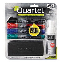 Quartet EnduraGlide Dry Erase Marker Kit with Cleaner and Eraser, Broad Chisel Tip, Assorted Colors, 4/Pack (QRT5001M4SK)