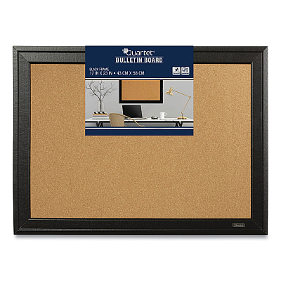 Quartet Cork Bulletin Board with Black Frame, 23 x 17, Tan Surface (QRT79281)