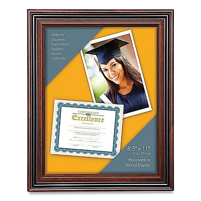 Victory Light Plastic Certificate Frame, 8.5 x 11, Rosewood/Black (VLUVS4501B811)