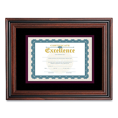 Victory Light Document Frame with Mat, 11 x 14, Rosewood/Black (VLUVS4501B114)