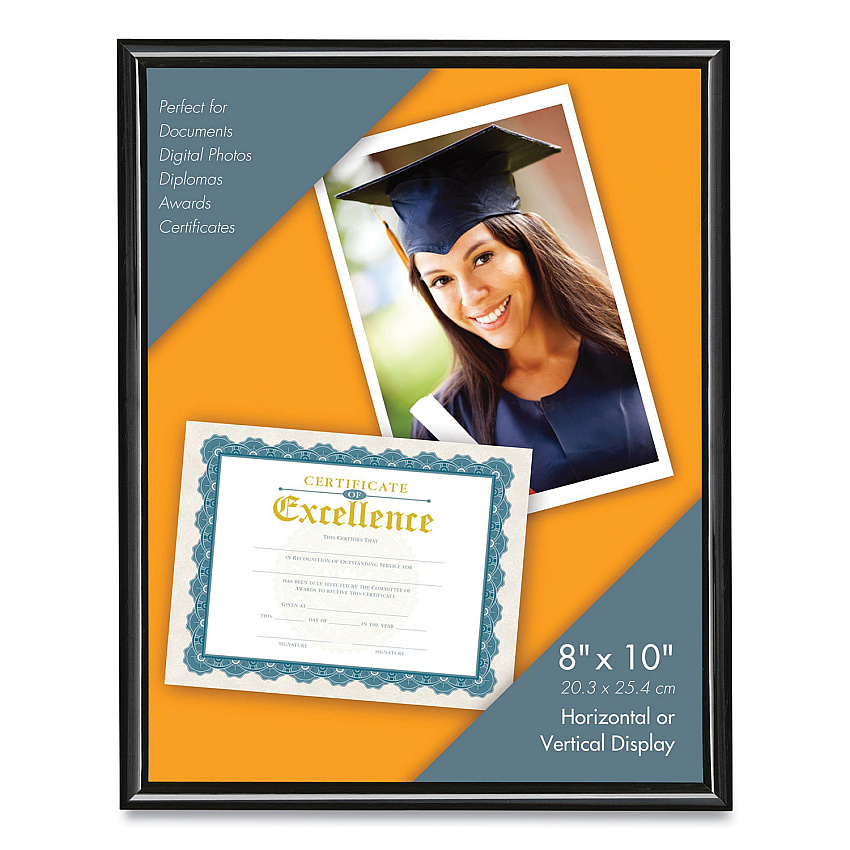 Victory Light U-Channel Document Frame, 8 X 10, Black (VLUVS4503B810B)