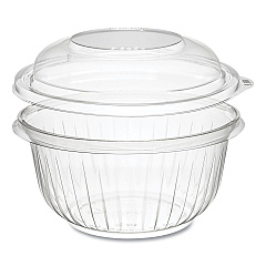 Dart PresentaBowls Bowl/Lid Combo-Paks, Dome Lid, 16 oz, Clear, Plastic, 63/Pack, 4 Packs/Carton (DCCC16BCD)