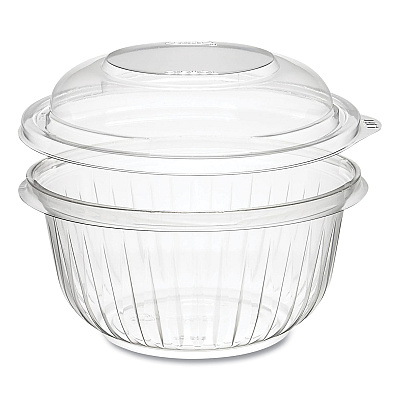 Dart PresentaBowls Bowl/Lid Combo-Paks, Dome Lid, 16 oz, Clear, Plastic, 63/Pack, 4 Packs/Carton (DCCC16BCD)