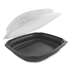 Anchor Packaging Culinary Lites Microwavable Container, 39 oz, 9 x 9 x 3.01, Clear/Black, Plastic, 100/Carton (ANZ4699911)