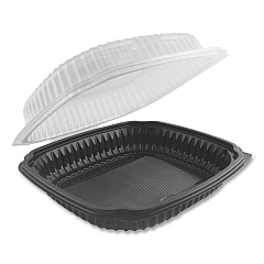 Anchor Packaging Culinary Lites Microwavable Container, 47.5 oz, 10.56 x 9.98 x 3.18, Clear/Black, Plastic, 100/Carton (ANZ4699610)