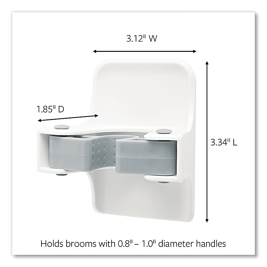 Command Broom Gripper, 3.12w x 1.85d x 3.34h, White/Gray, 2 Grippers/4 Strips (MMM17007HW2ES)