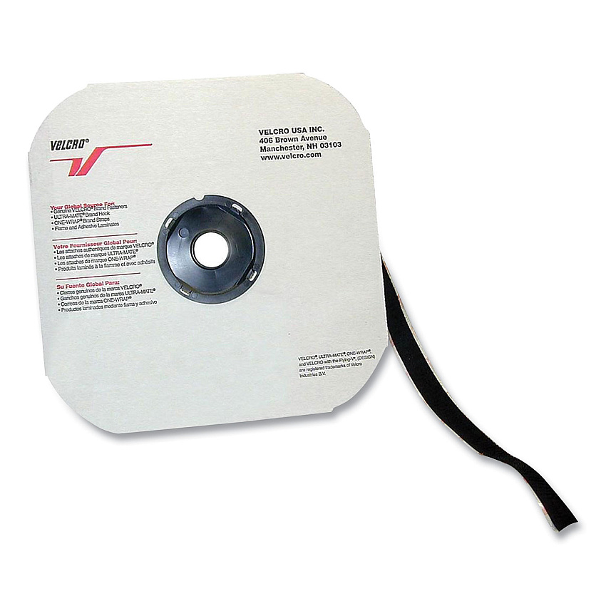 Sticky Back Loop Fastener, Velcro 0.75" x 900", Black (VEK90917)