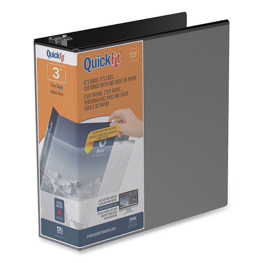 Stride QuickFit D-Ring View Binder, 3 Rings, 2" Capacity, 11 x 8.5, Black (STW87031)