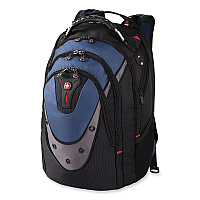 Wenger Ibex Laptop Backpack, Fits Devices Up to 17", Ballistic Polyester, 14.6 x 11 x 18.5, Black/Blue/Gray (27316060)