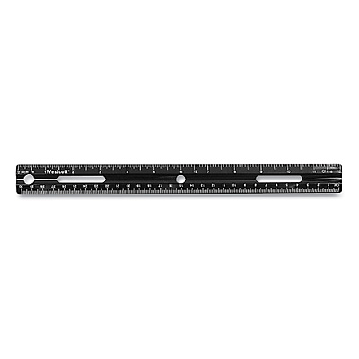 Westcott KleenEarth Recycled Ruler, Standard/Metric, 12" Long, Plastic, Black (WTC41015)