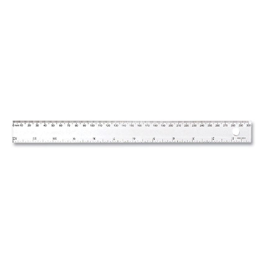 Westcott Transparent Shatter-Resistant Plastic Ruler, Standard/Metric, 12" Long, Clear (WTC45012)