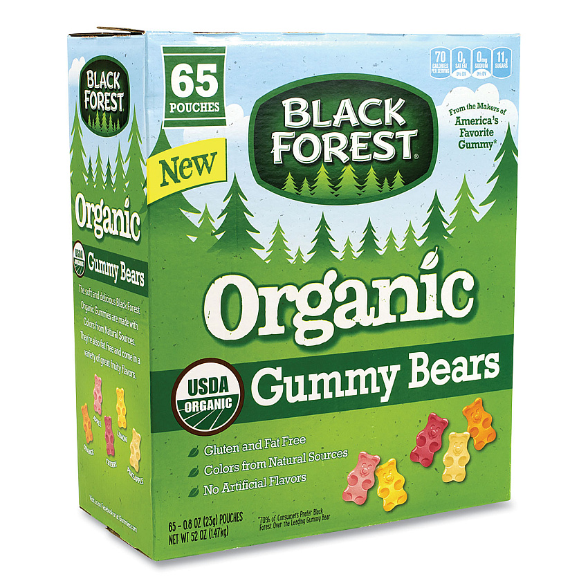 Black Forest Organic Gummy Bears, 0.8 oz Pouch, 65 Pouches/Carton (GRR22000556)