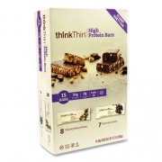 thinkThin High Protein Bars, Brownie Crunch/Chunky Peanut Butter, 2.1 oz Bar, 15 Bars/Carton, Ships in 1-3 Business Days (22000555)
