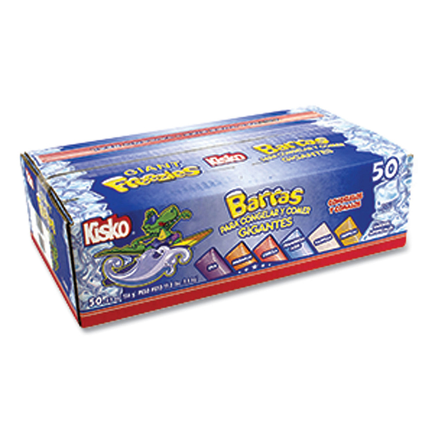 Kisko Giant Freezies, 6 Assorted Flavors, 5.5 oz Sleeve, 50 Sleeves/Box (GRR20900477)