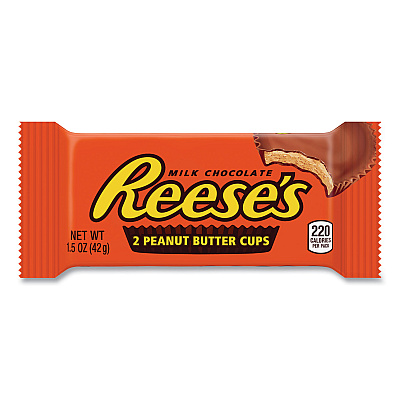 Reese's Peanut Butter Cups Bar, Full Size, 1.5 oz Bar, 2 Cups/Bar, 36 Bars/Box (GRR20900149)