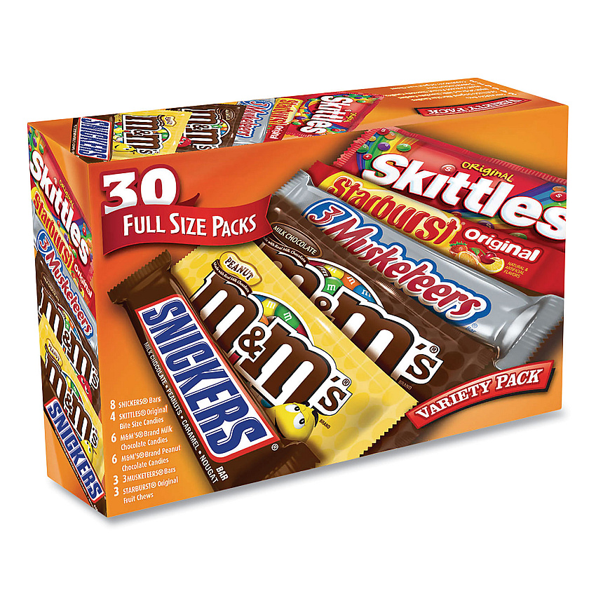 MARS Full-Size Candy Bars Variety Pack, Assorted, 30/Box (GRR22000084)