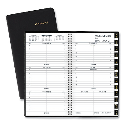 AT-A-GLANCE Compact Weekly Appointment Book, 6.25 x 3.25, Black Cover, 12-Month (Jan to Dec): 2026 (7000805)