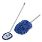 AbilityOne 7920016828879 SKILCRAFT Microfiber Dust Mop with Handle, 13 x 10 White Microfiber Head, 48" Blue Painted Steel Handle, 6/Box