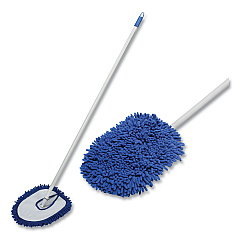 AbilityOne 7920016828879, SKILCRAFT Microfiber Dust Mop with Handle, 13 x 10 White Microfiber Head, 48" Blue Painted Steel Handle, 6/Box
