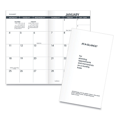 AT-A-GLANCE Pocket Size Monthly Planner Refill, 6 x 3.5, White Sheets, 12-Month (Jan to Dec): 2026 (7090610)