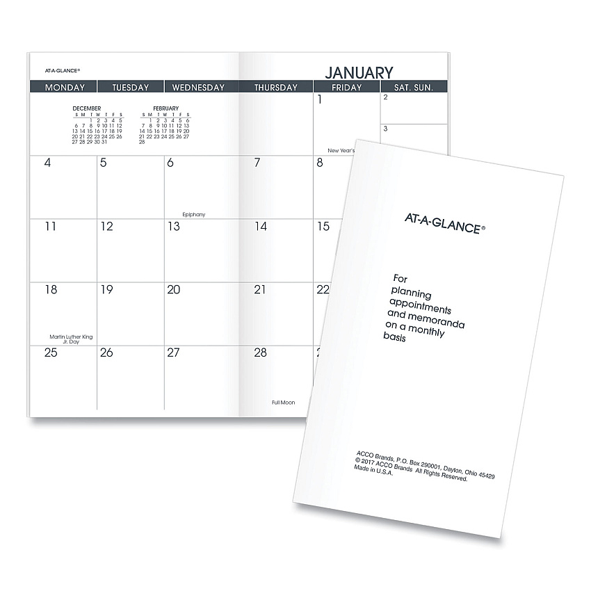 AT-A-GLANCE Pocket Size Monthly Planner Refill, 6 x 3.5, White Sheets, 12-Month (Jan to Dec): 2026 (7090610)