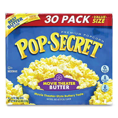 Pop Secret Microwave Popcorn, Movie Theater Butter, 3 oz Bags, 30/Carton (GRR22000633)