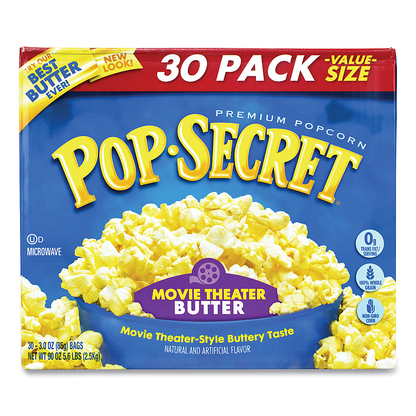 Pop Secret Microwave Popcorn, Movie Theater Butter, 3 oz Bags, 30/Carton (GRR22000633)