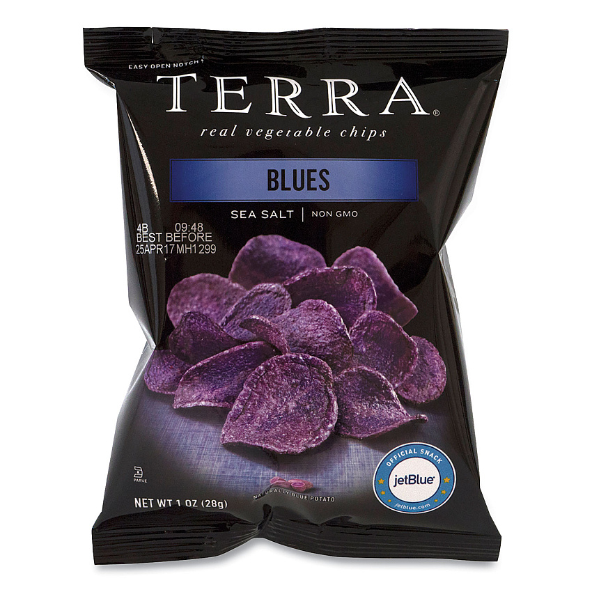 TERRA Real Vegetable Chips Blue, Blues Sea Salt, 1 oz Bag, 24 Bags/Box (GRR20902474)