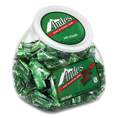 Andes Creme de Menthe Chocolate Mint Thins, 240 Pieces/40 oz Tub, 1 Tub/Carton (GRR20906034)