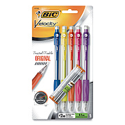 BIC Velocity Original Mechanical Pencil, 0.7 mm, HB (#2), Black Lead, Assorted Barrel Colors, 5/Pack (BIC41192)