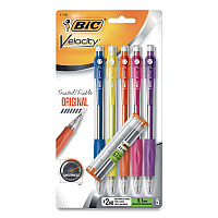 BIC Velocity Original Mechanical Pencil, 0.7 mm, HB (#2), Black Lead, Assorted Barrel Colors, 5/Pack (BIC41192)