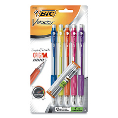 BIC Velocity Original Mechanical Pencil, 0.7 mm, HB (#2), Black Lead, Assorted Barrel Colors, 5/Pack (BIC41192)