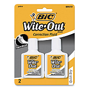 BIC Wite-Out Quick Dry Correction Fluid, 20 mL Bottle, White, 2/Pack (BICWOFQDP24AWHI)