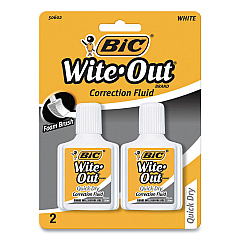 BIC Wite-Out Quick Dry Correction Fluid, 20 mL Bottle, White, 2/Pack (BICWOFQDP24AWHI)