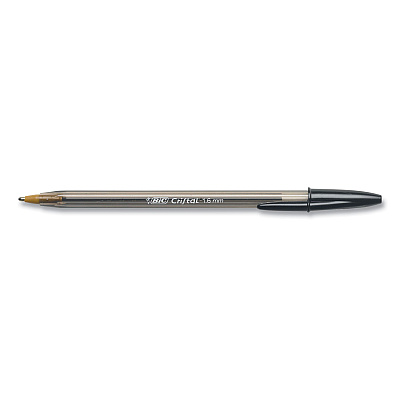 BIC Cristal Xtra Bold Ballpoint Pen, Stick, Bold 1.6 mm, Black Ink, Clear Barrel, 24/Pack (BICMSBP241BLK)