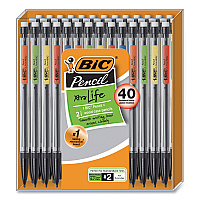 BIC Xtra Smooth Mechanical Pencil, 0.7 mm, HB (#2), Black Lead, Clear Barrel, 40/Pack (BICMPP40MJBLK)