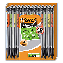 BIC Xtra Smooth Mechanical Pencil, 0.7 mm, HB (#2), Black Lead, Clear Barrel, 40/Pack (BICMPP40MJBLK)