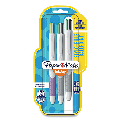 Paper Mate InkJoy Quatro Multi-Function Ballpoint Pen, Retractable, Medium 1mm, Assorted Business/Fashion Ink and Barrel Colors, 3/Pack (PAP1832419PK)