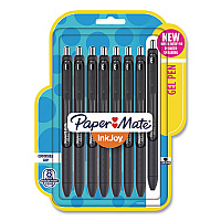Paper Mate InkJoy Gel Pen, Retractable, Medium 0.7 mm, Black Ink, Black/Smoke Barrel, 8/Pack (PAP1958856)