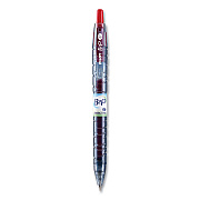 Pilot B2P Bottle-2-Pen Recycled Ballpoint Pen, Retractable, Fine 0.7 mm, Red Ink, Translucent Blue Barrel, Dozen (PIL34602)