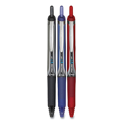 Pilot Precise V5RT Roller Ball Pen, Retractable, Extra-Fine 0.5 mm, Assorted Ink and Barrel Colors, 3/Pack (PIL26053)