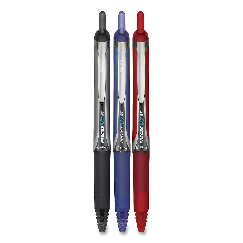 Pilot Precise V5RT Roller Ball Pen, Retractable, Extra-Fine 0.5 mm, Assorted Ink and Barrel Colors, 3/Pack (PIL26053)