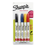Sharpie Permanent Paint Marker, Fine Bullet Tip, Assorted Colors, 5/Pack (SAN37371)